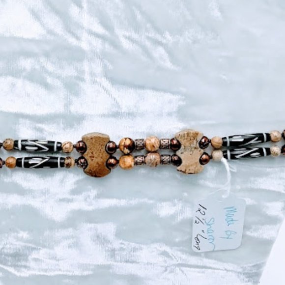 JASPER & HORN*NECKLACE* 2 STRAND CHOKER STYLE/TRIBAL/NATIVE*HAND CRAFTED. - Picture 5 of 7